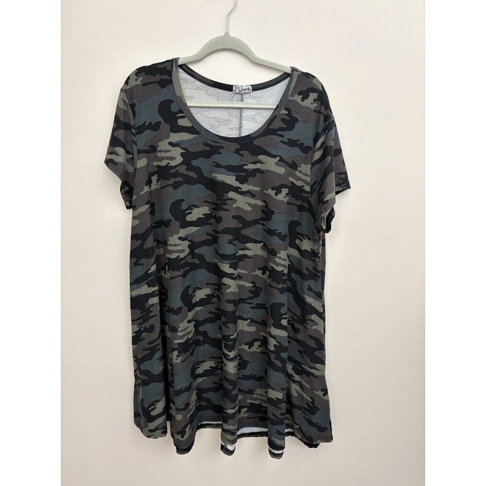 J For Justify Camouflage Short Sleeve  T-Shirt Dress 2XL Pullover Round Neck